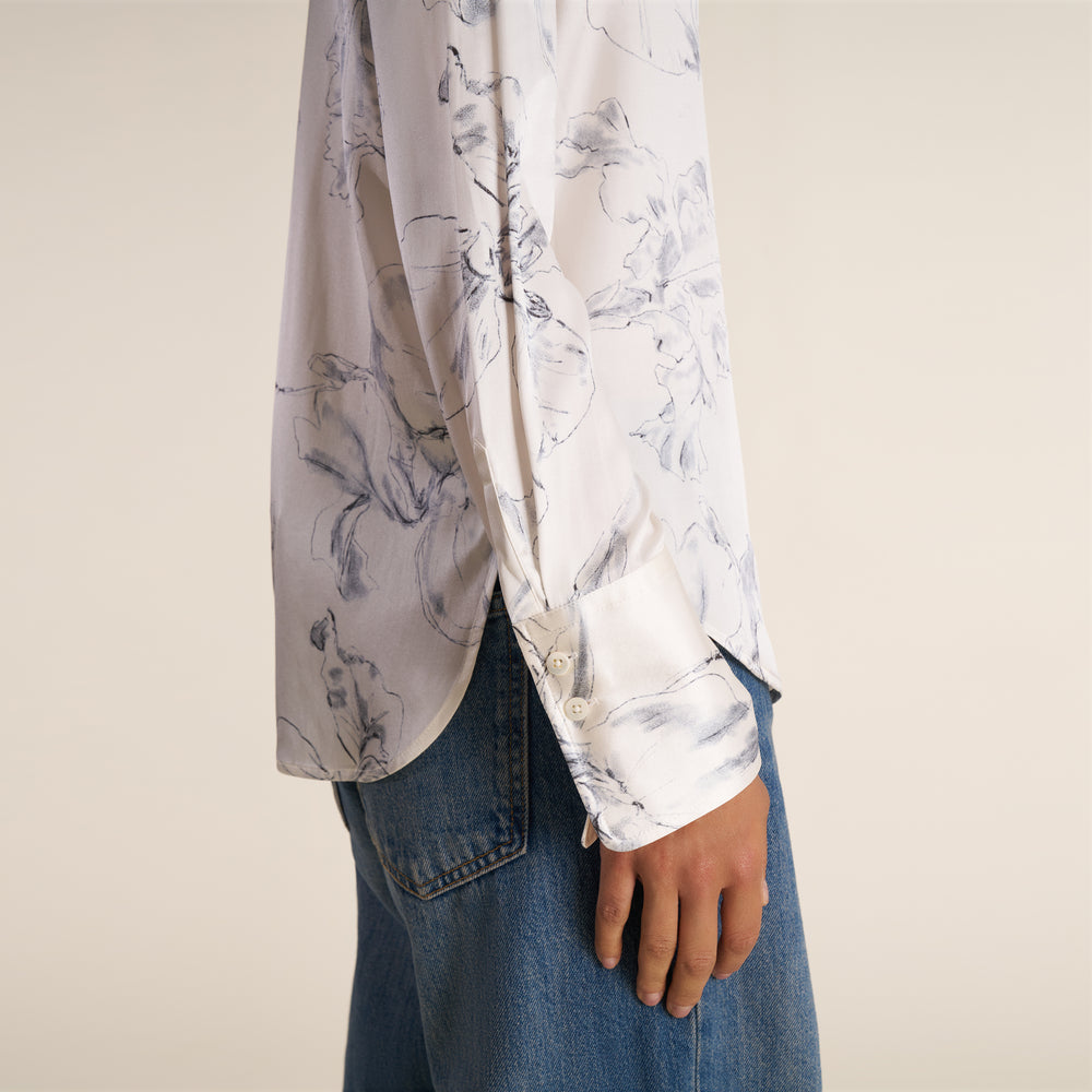 Tatum Button-Down Shirt, Fine Line Floral, image 4 of 7