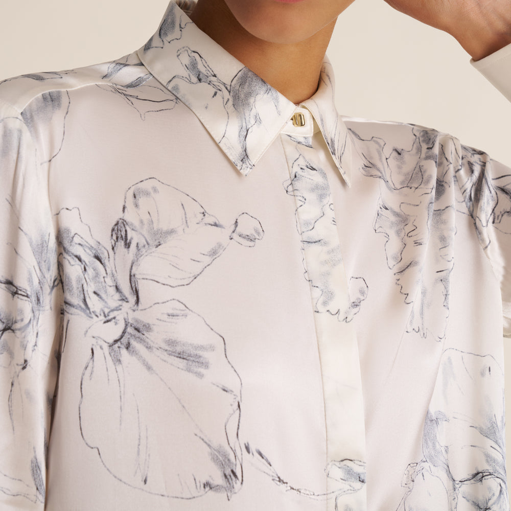 Tatum Button-Down Shirt, Fine Line Floral, image 2 of 7