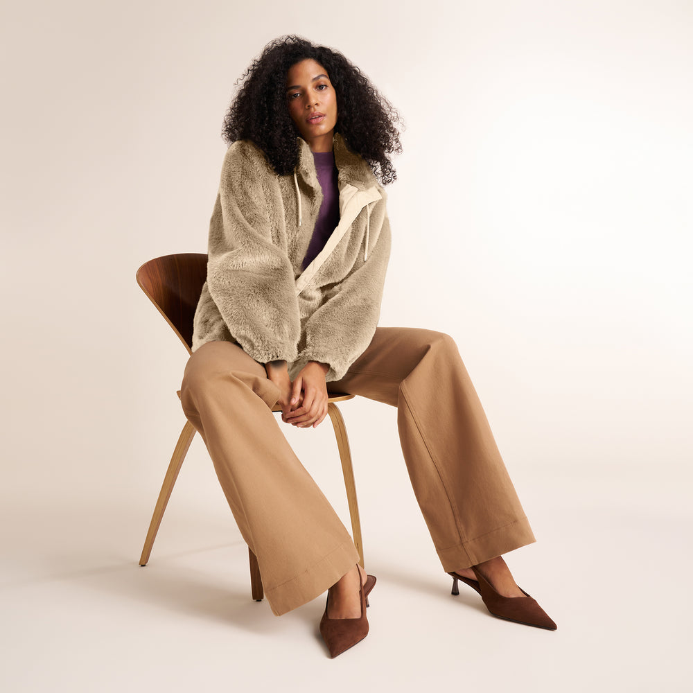 Frisson Fur Palomino Reversible Jacket - Faux Fur :: Palomino/Ivory