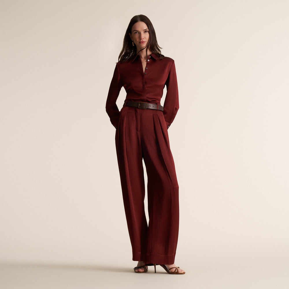 Bia Pleated Trouser, Redwood, image 8 of 14