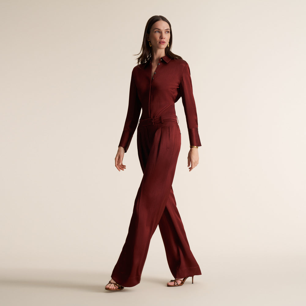 Bia Pleated Trouser, Redwood, image 7 of 14