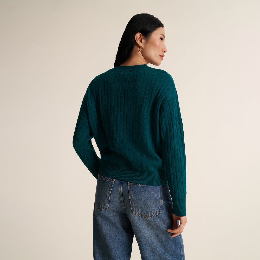 Giselle "Something's Gotta Give" Cable Sweater, Midnight Pine, image 3 of 11