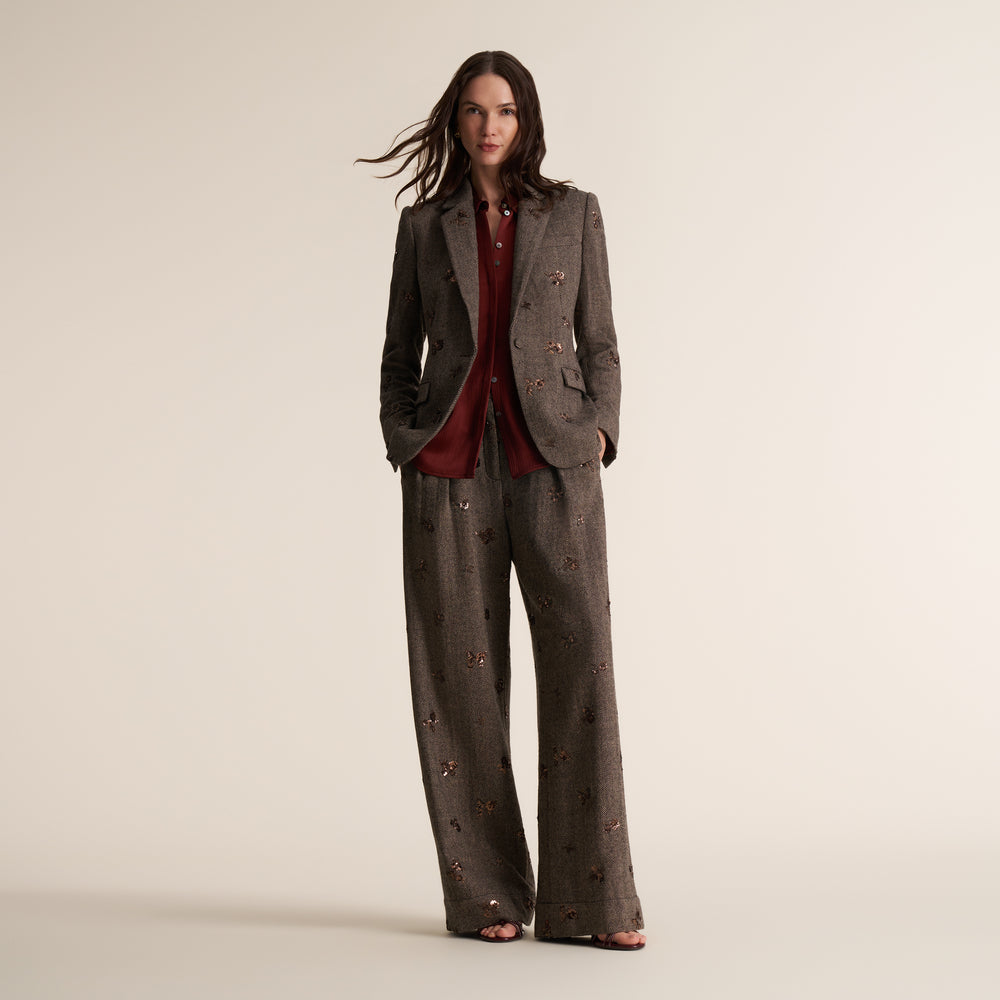 Bia Pleated Trouser, Brown Multi, image 6 of 10
