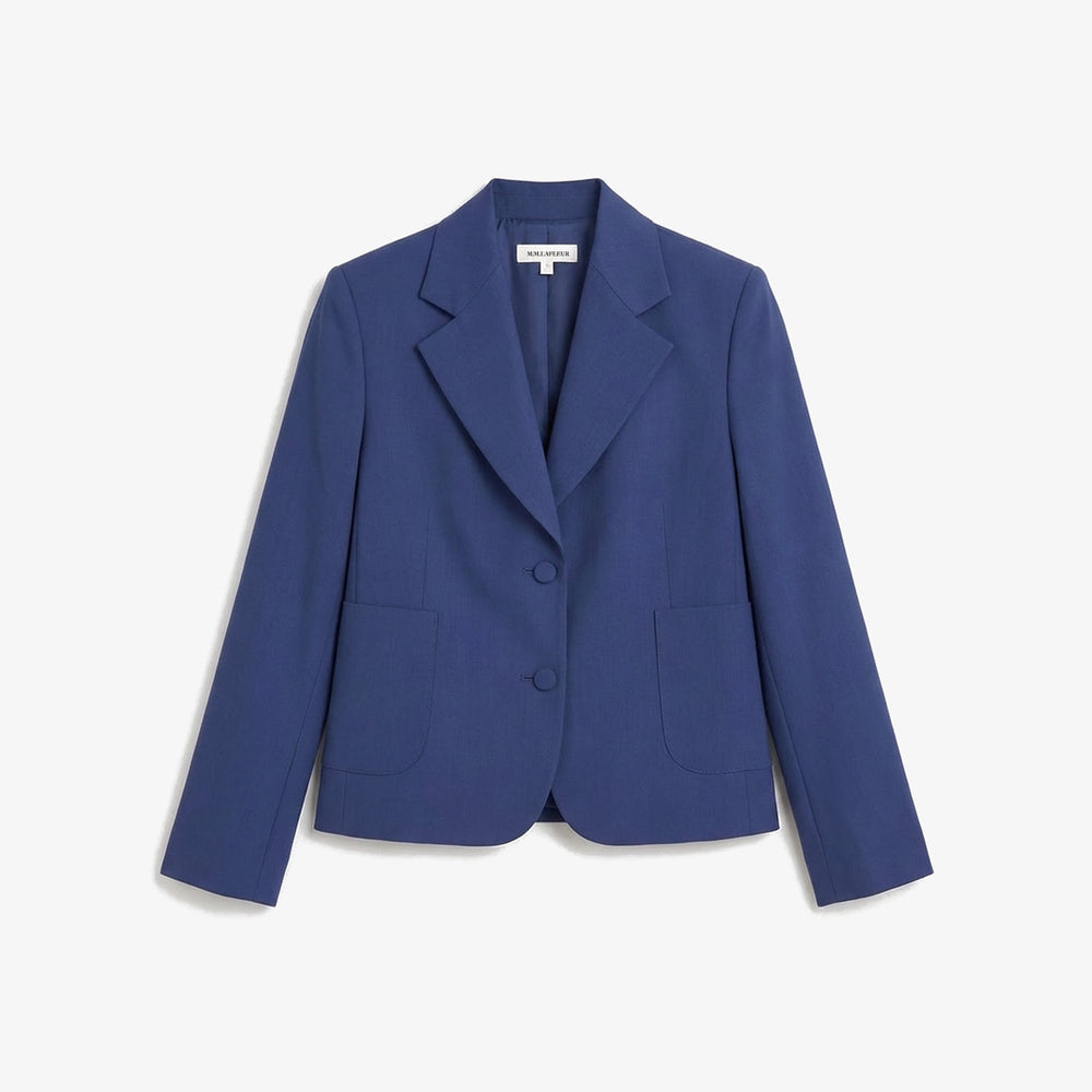 blue blazer on white background.