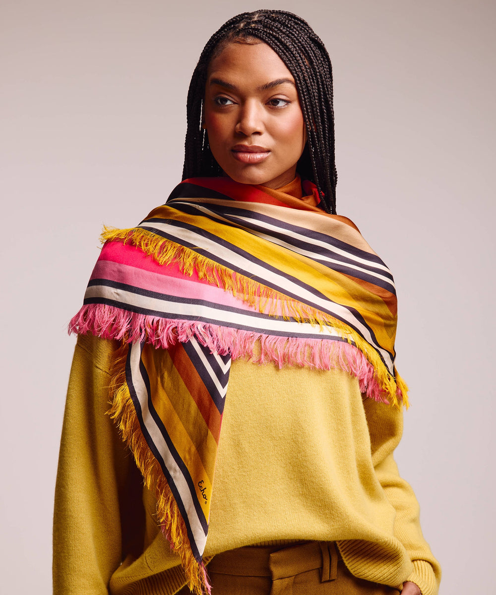 Echo Half and Half Oversized Silk Square Scarf