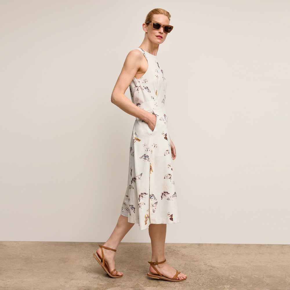 Front image of a woman wearing Estela Dress-Airy Cotton :: Butterfly Print