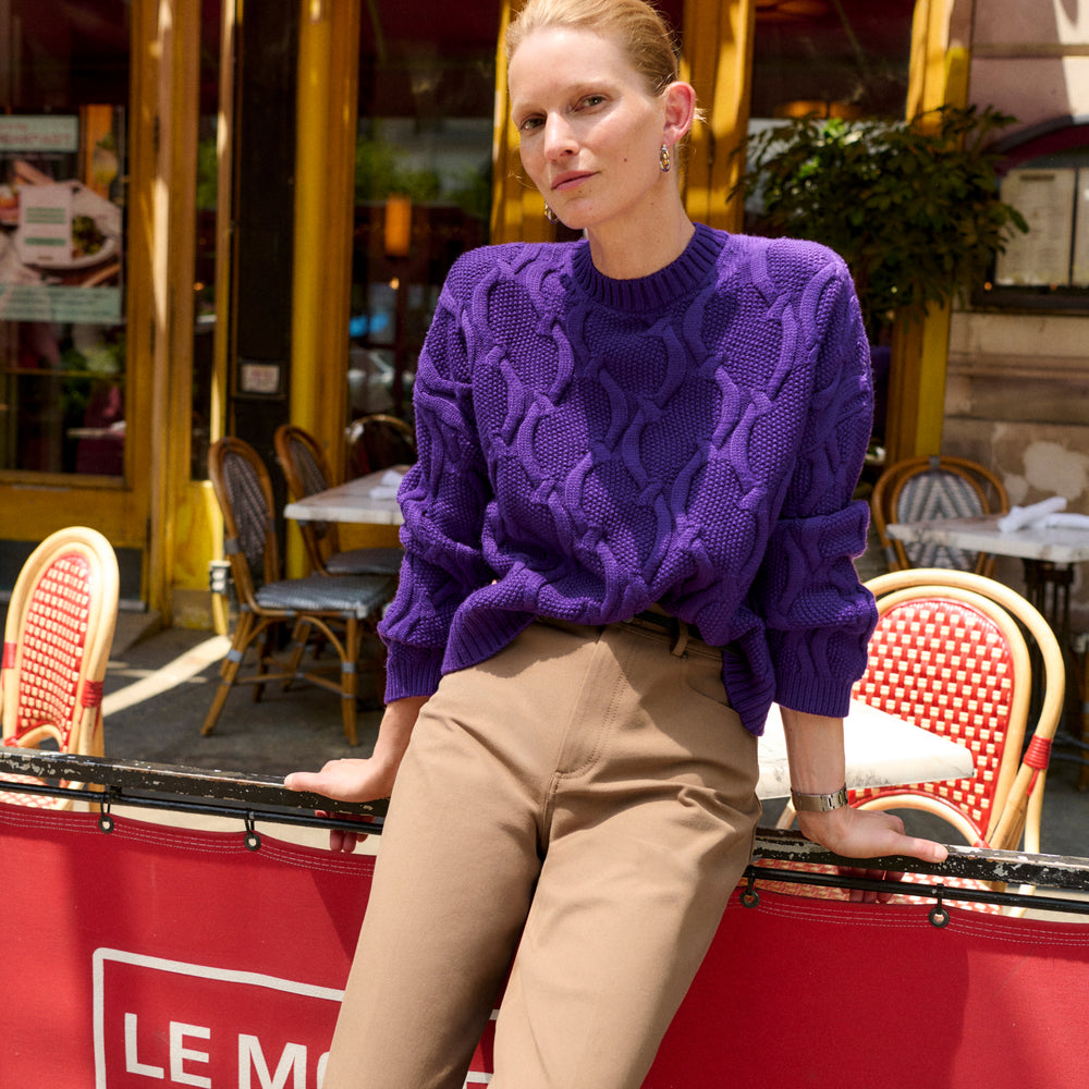Front image of the Kiki Sweater in Ube