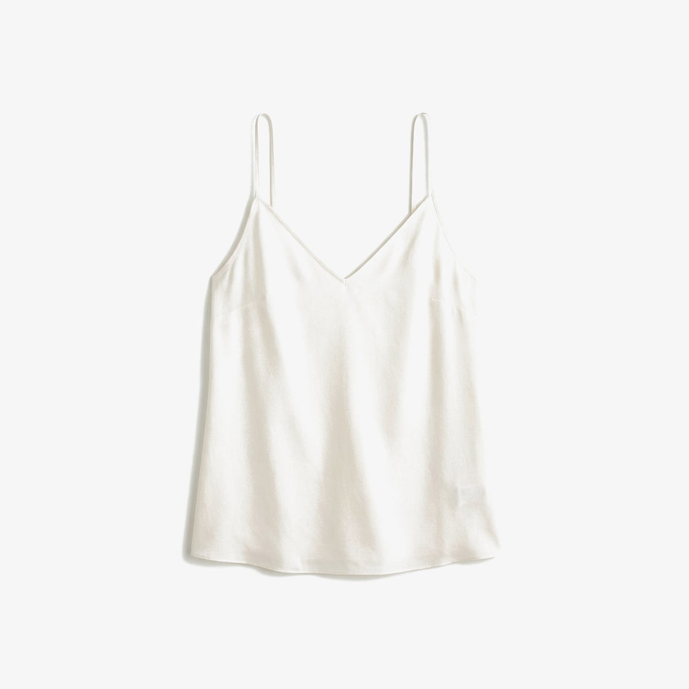 White satin camisole on a light gray background