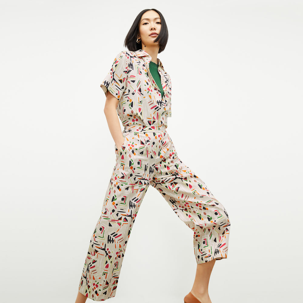front image of a woman wearing the leslie tee in vine