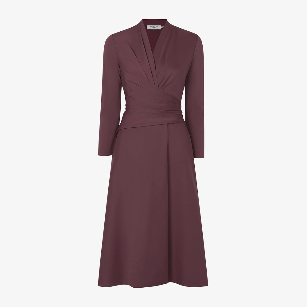 packshot image of the carly dress in grape