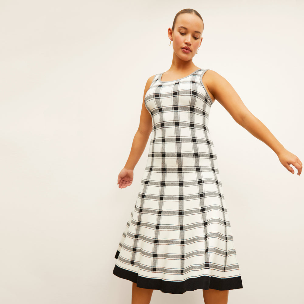 Front image of a woman wearing the Carol dress