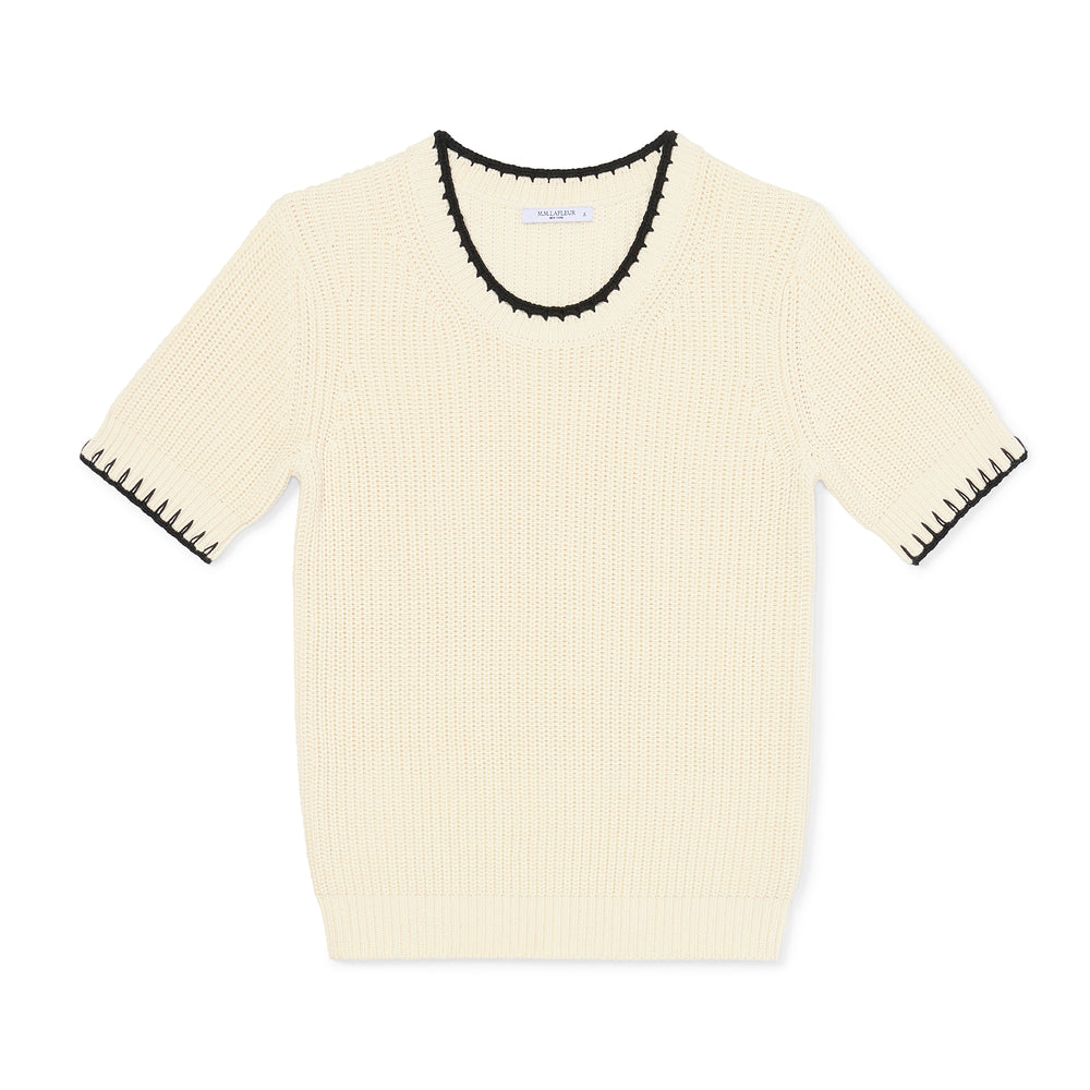packshot image of the hallie top in contrast knit