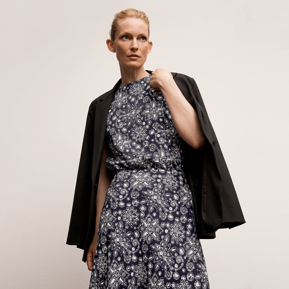 front image of a woman wearing the katrina top in kerala print