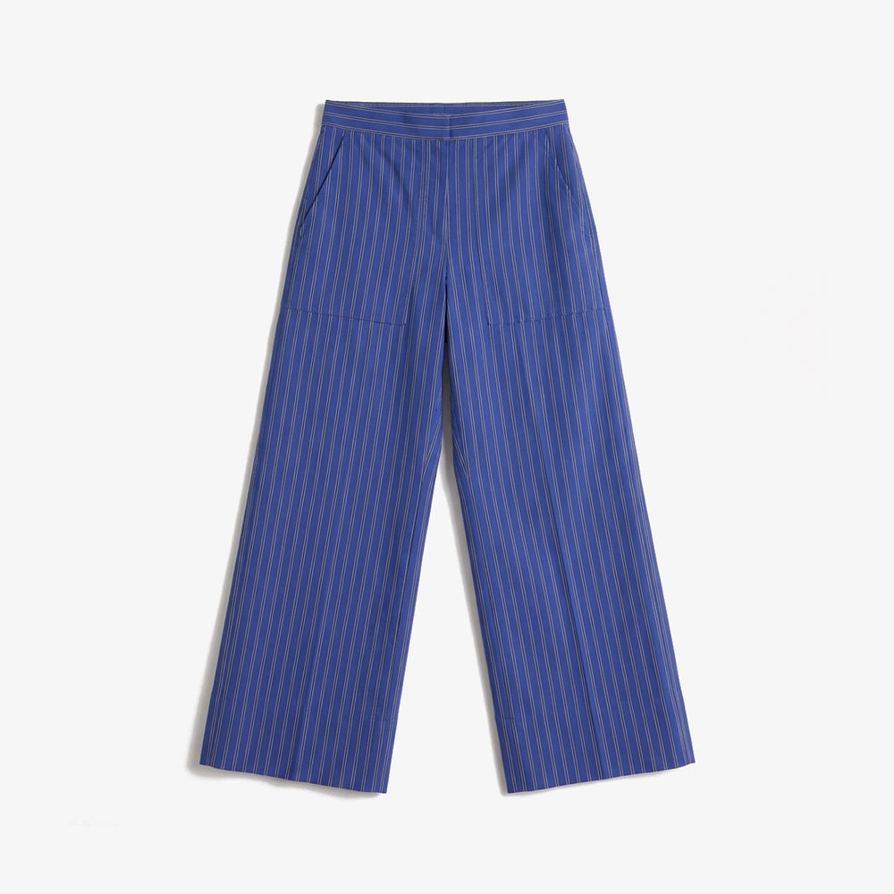 Blue striped pants on a white background