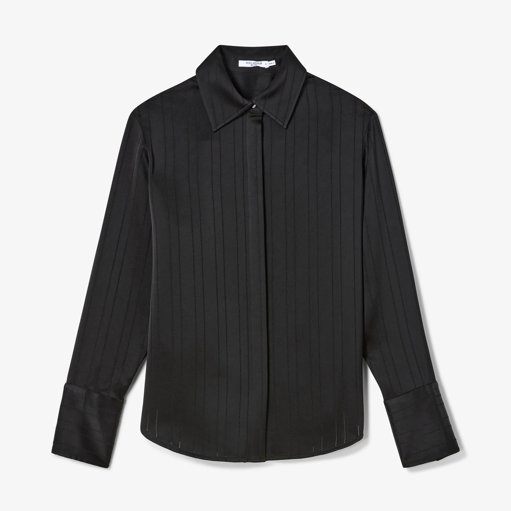 Black shirt with a collar on a white background