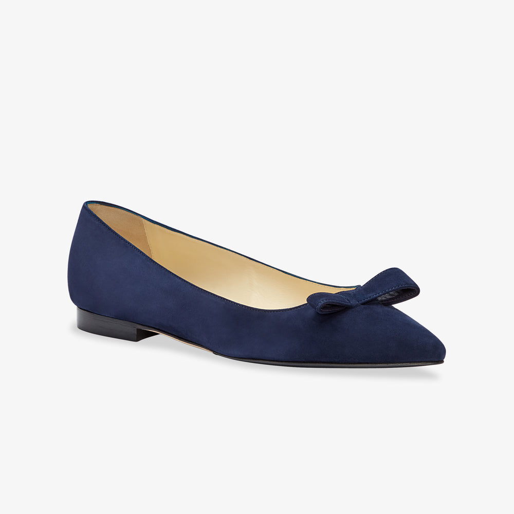 image of the natalie flat in navy suede