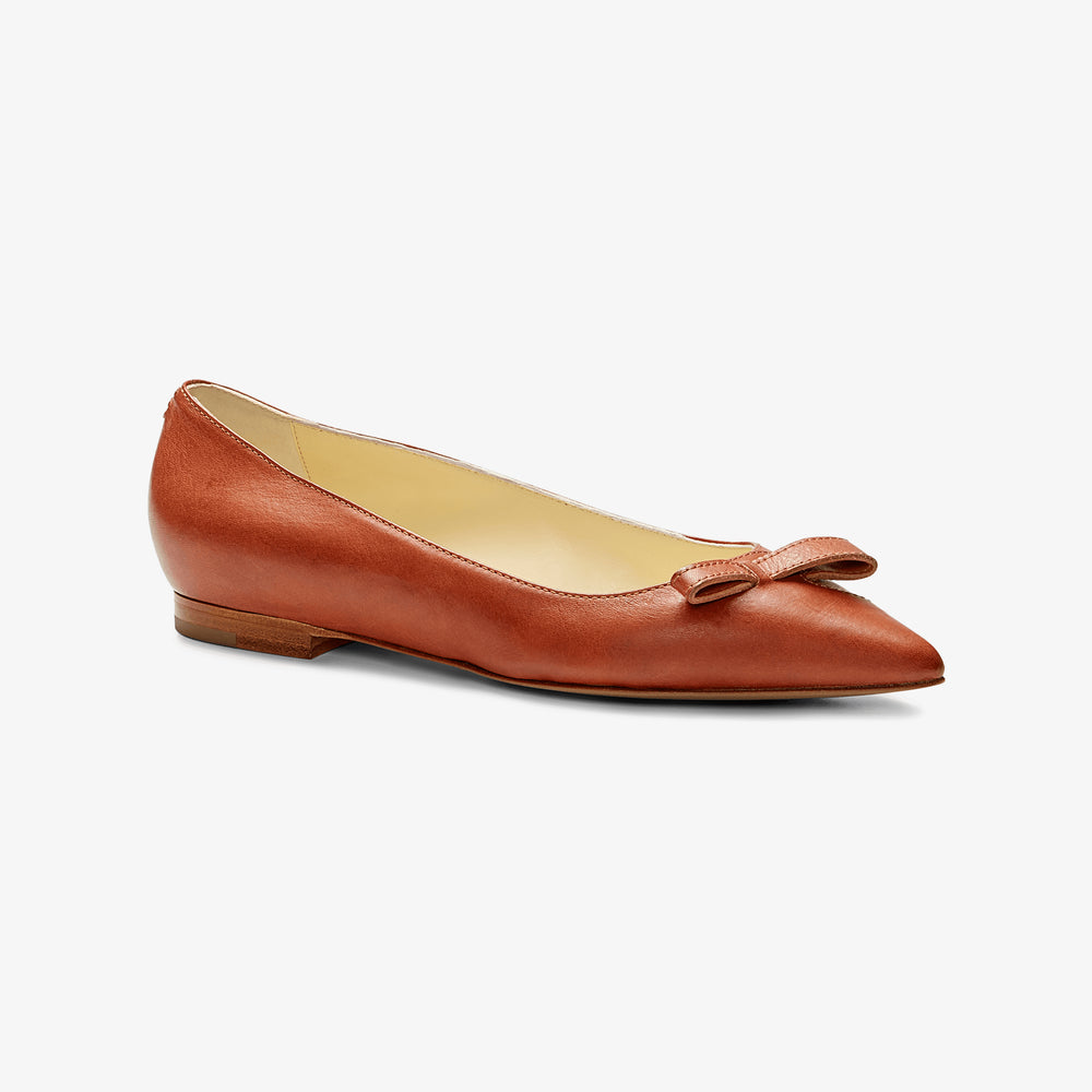image of the natalie flat in saddle vachetta