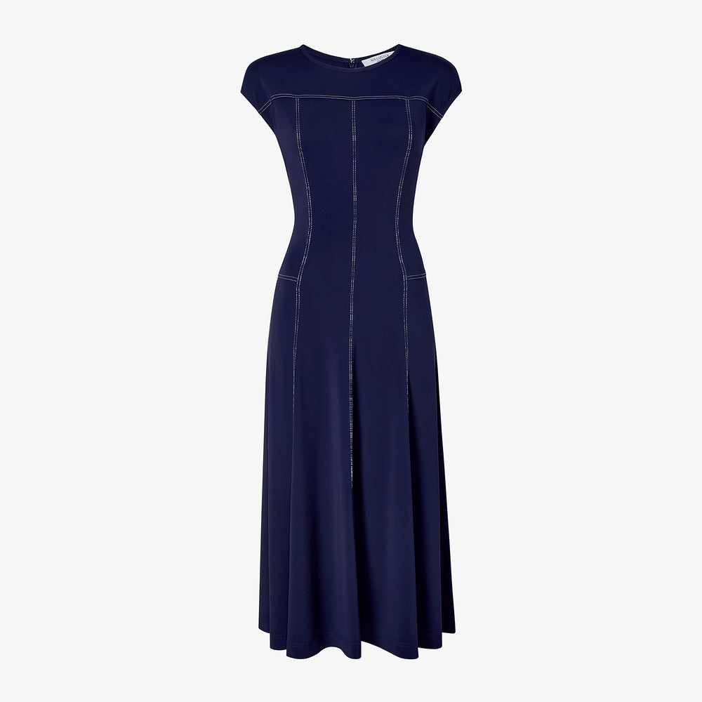 packshot image of the sylvie dress in soft navy