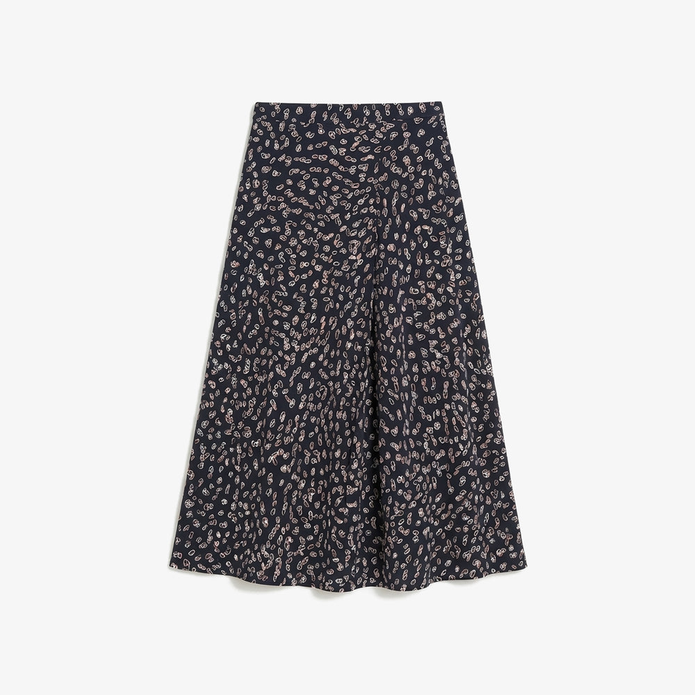 Black floral patterned skirt on a white background