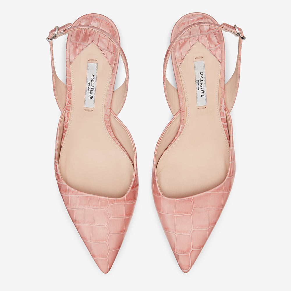 Detail image of Irene slingback in embossed croc rose