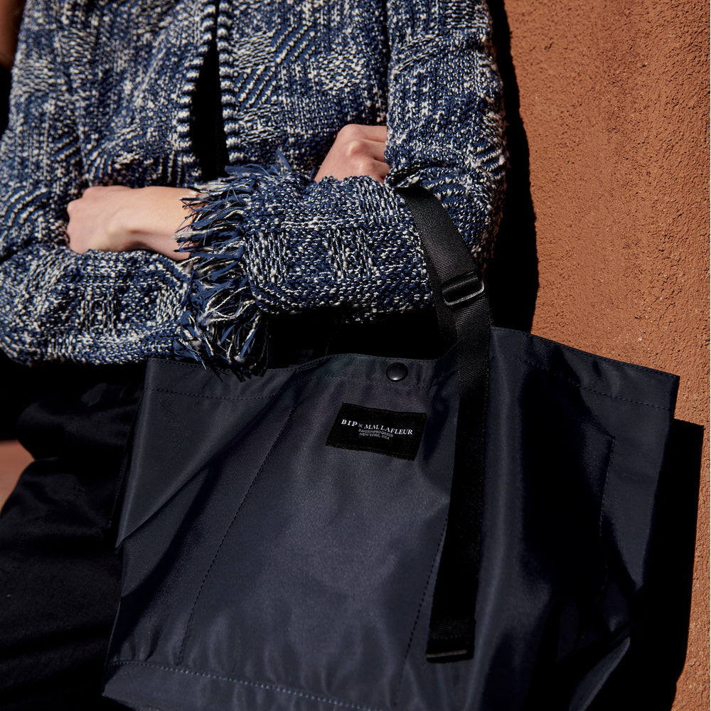 front image of the Bags in Progress x MM Small Carry All Tote in Navy