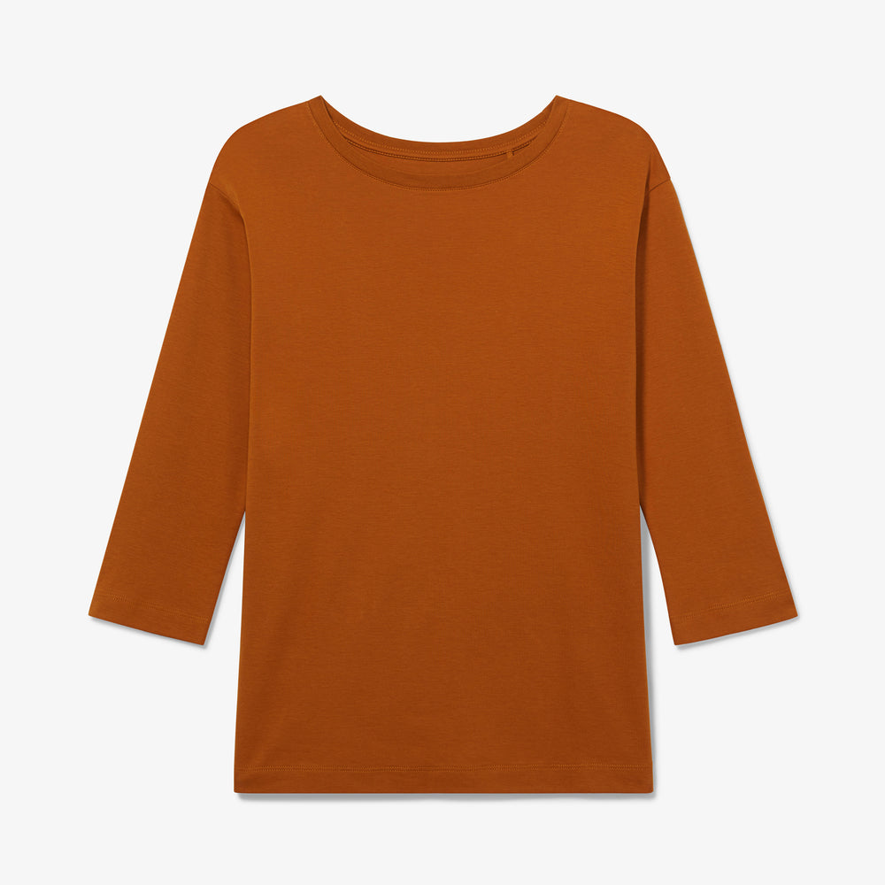 Packshot image of the Owen T-Shirt - Pima Cotton in Burnt Orange