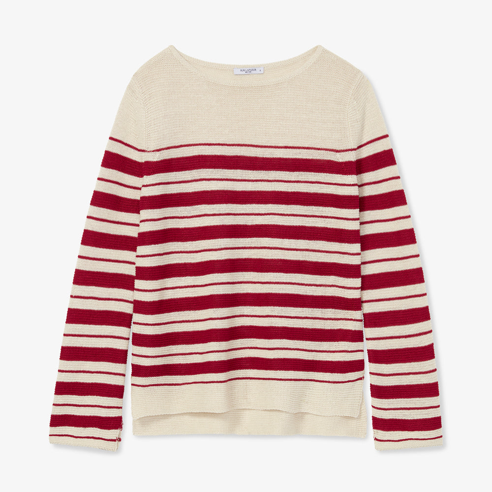 Packshot image of the Samara Sweater in Crimson / Ivory