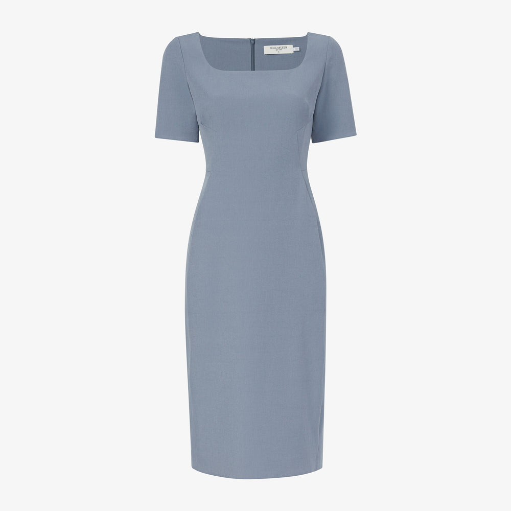 Packshot image of the Noa Dress - Recycled Wondertex in Steel Blue