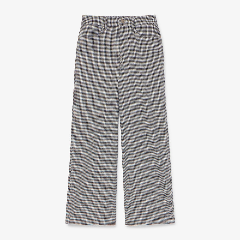 packshot image of the milo pant in gingham linen