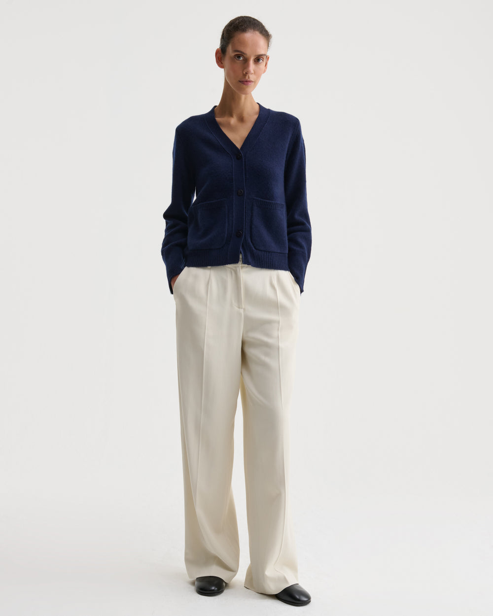 Nonchi Cashmere Oliva Cardigan, Navy, image 3 of 11