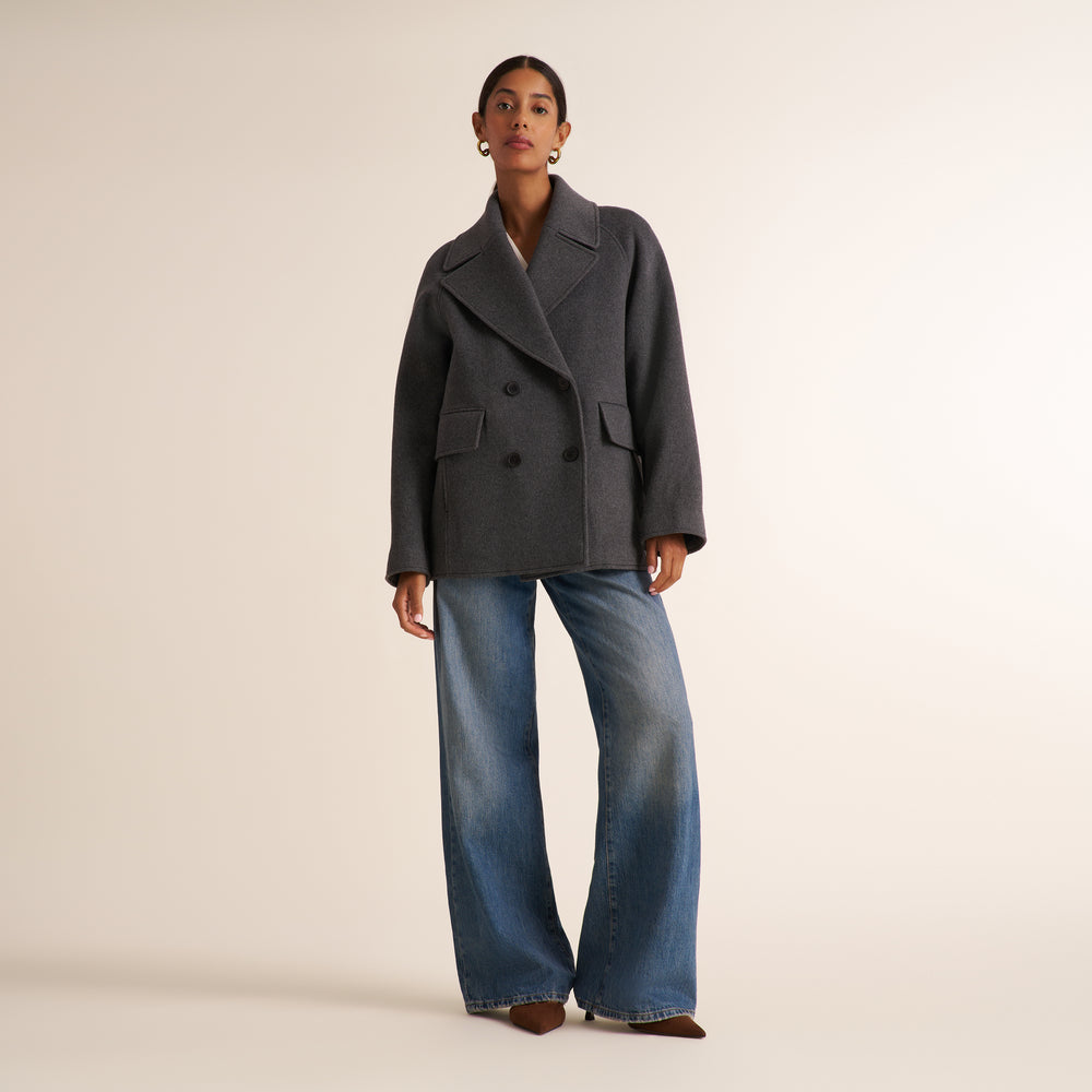 Calista Coat - Felted Wool Cashmere :: Dark Gray Melange
