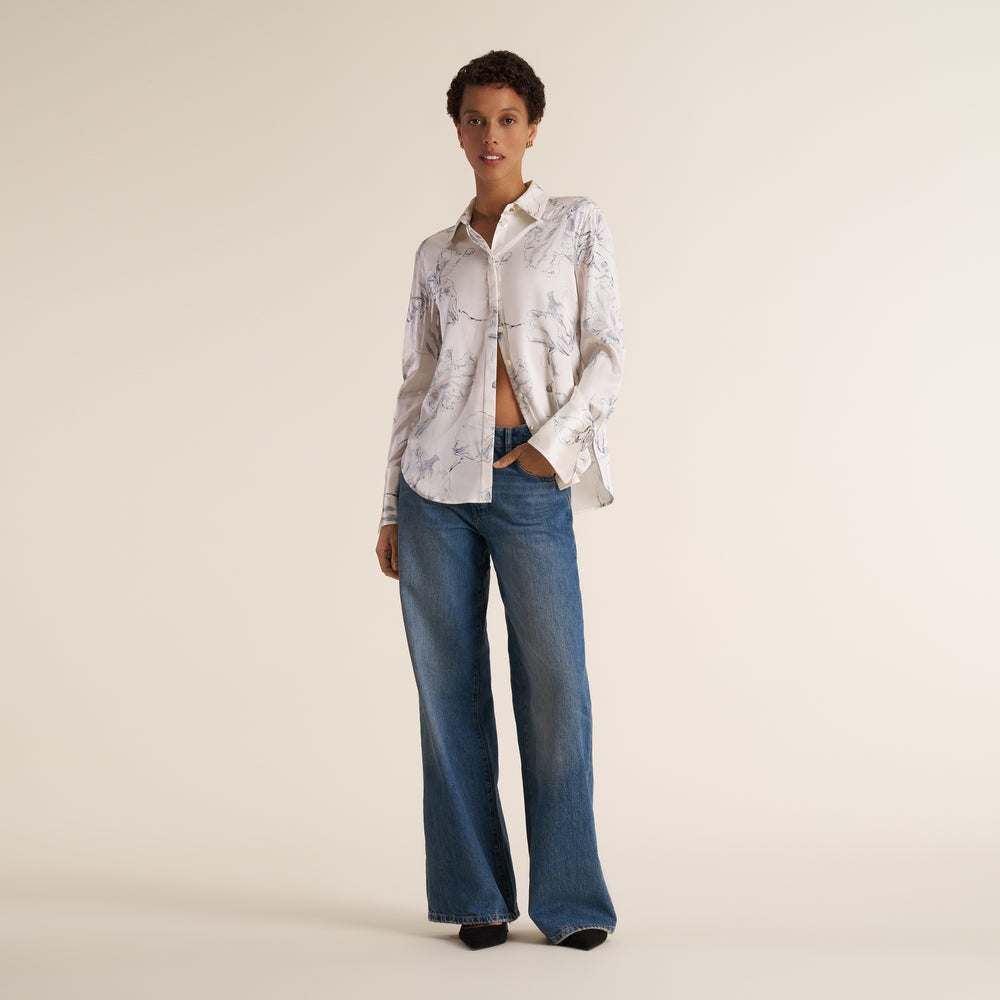 Tatum Button-Down Shirt, Fine Line Floral, image 3 of 7