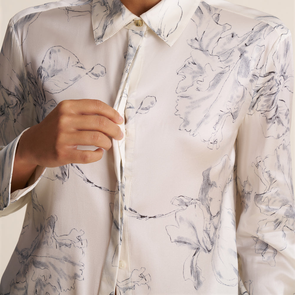 Tatum Button-Down Shirt, Fine Line Floral, image 5 of 7
