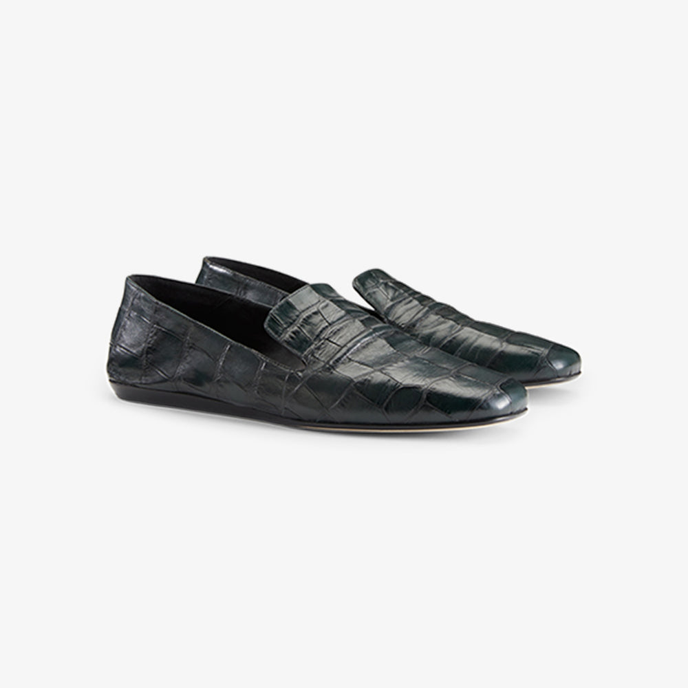 still image of the grace loafer in green croc