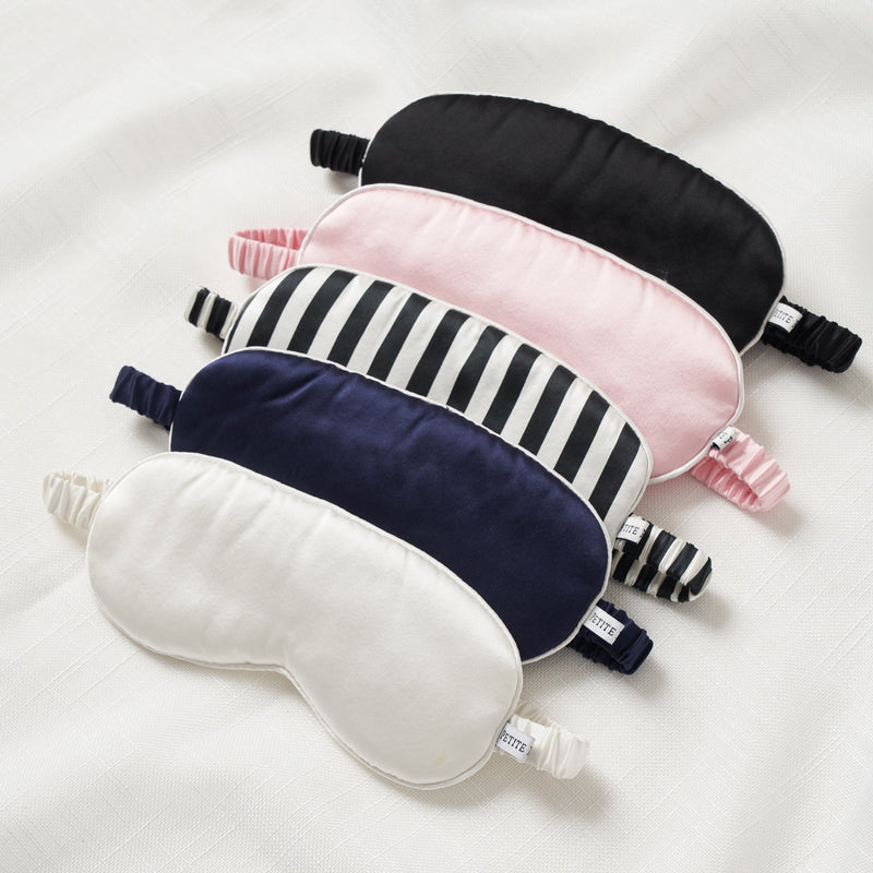 Petite Plume Silk Sleep Mask in Bordeaux Polka Dot