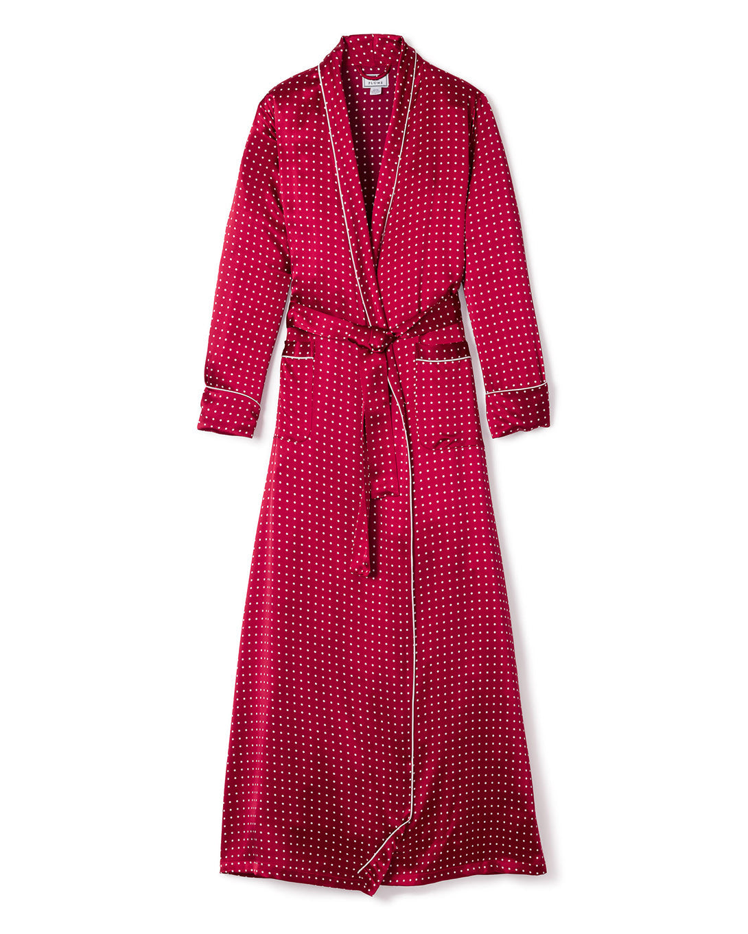 Red polka dot robe on a white background 