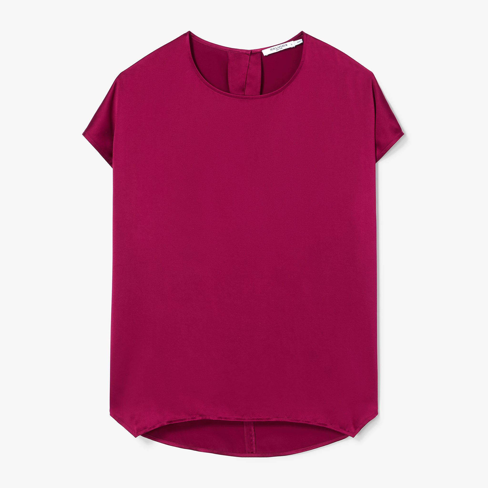 Magenta t-shirt on a light gray background