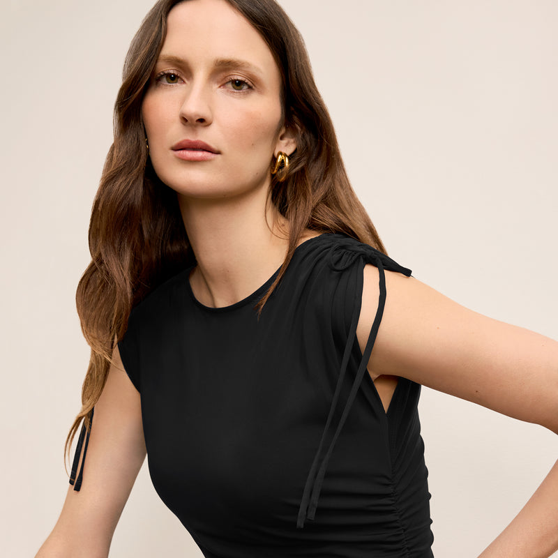 Dotty Cinch-Sleeve Top