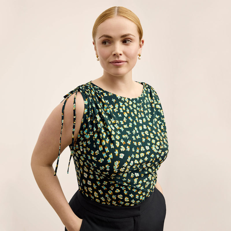 Dotty Cinch-Sleeve Top