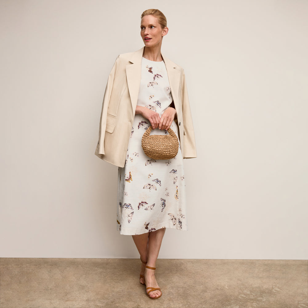Front image of a woman wearing Estela Dress-Airy Cotton :: Butterfly Print