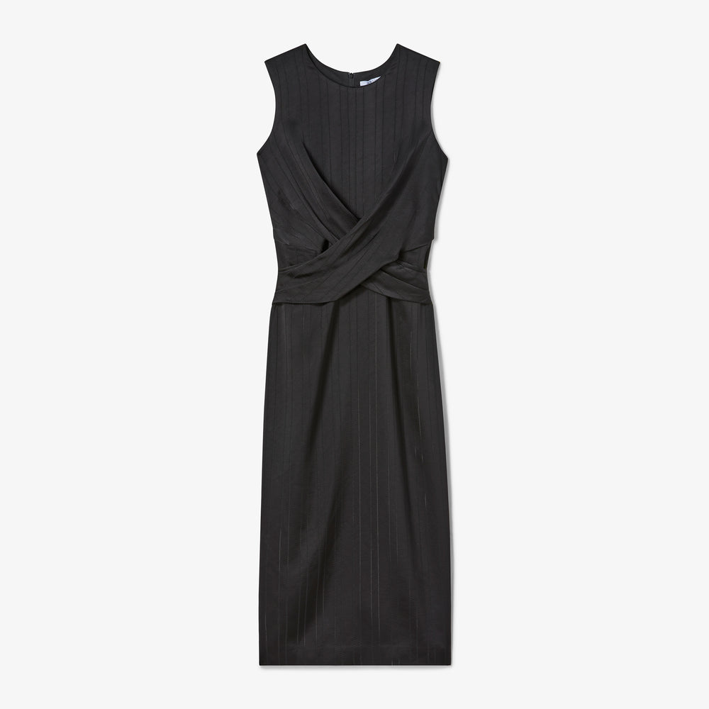 Black sleeveless dress on a white background
