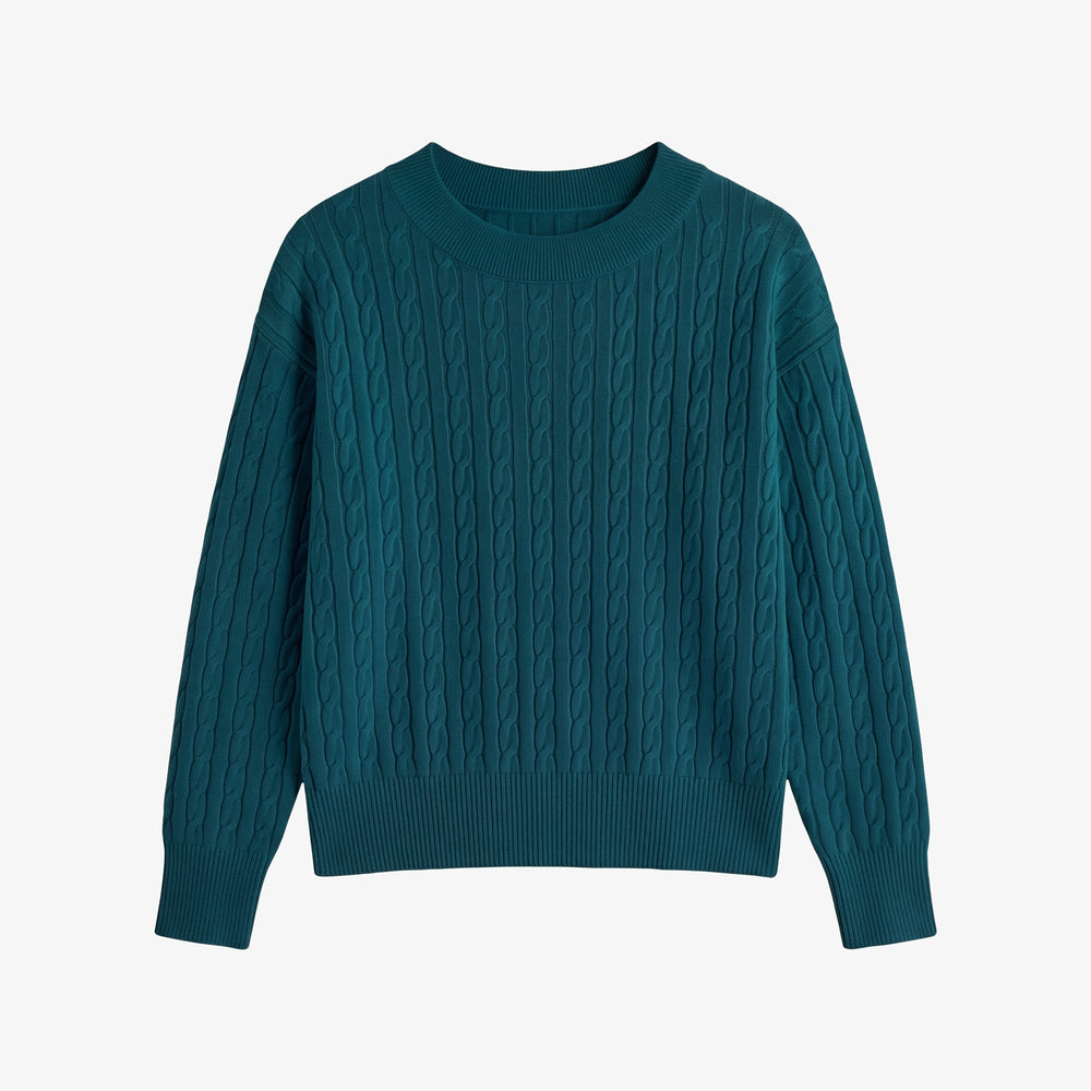 Giselle "Something's Gotta Give" Cable Sweater, Midnight Pine, image 11 of 11