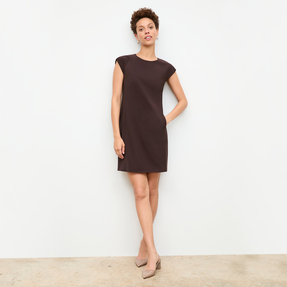 front image of a woman wearing the maaza dress in wine