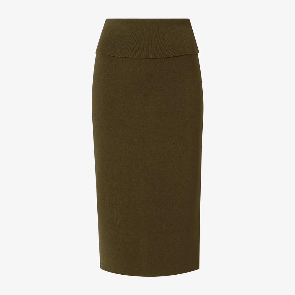 packshot image of the harlem skirt in dark elm