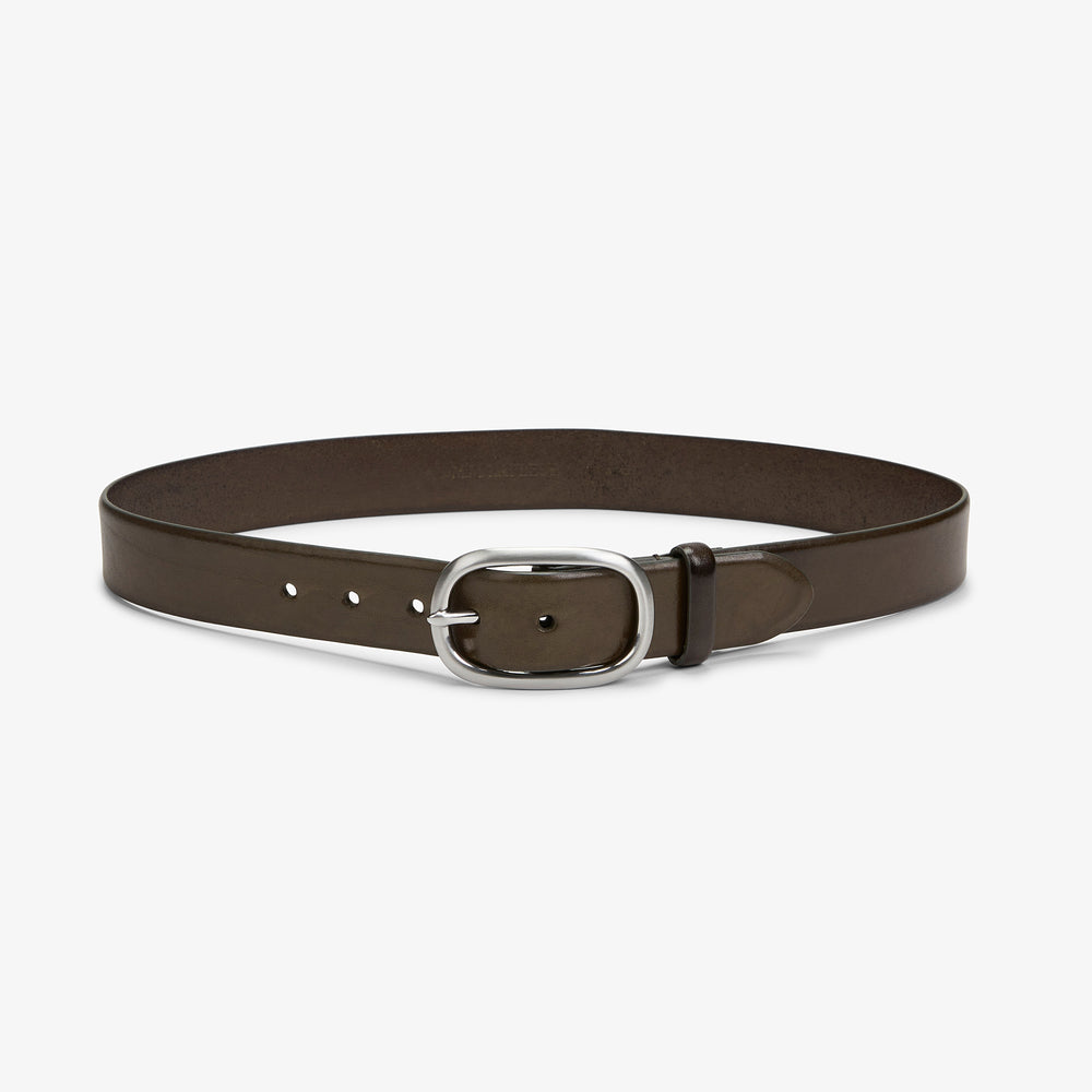 packshot image of the oval buckle belt in olive