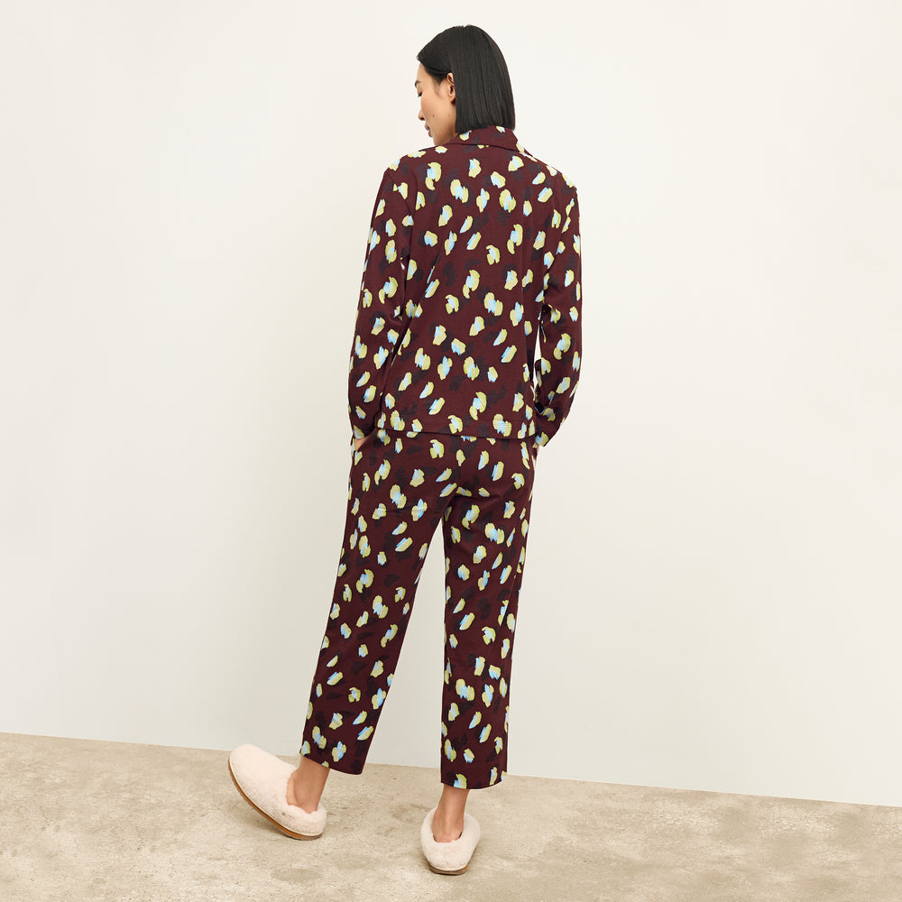 back image of a woman wearing the signature pajama set in bengal print