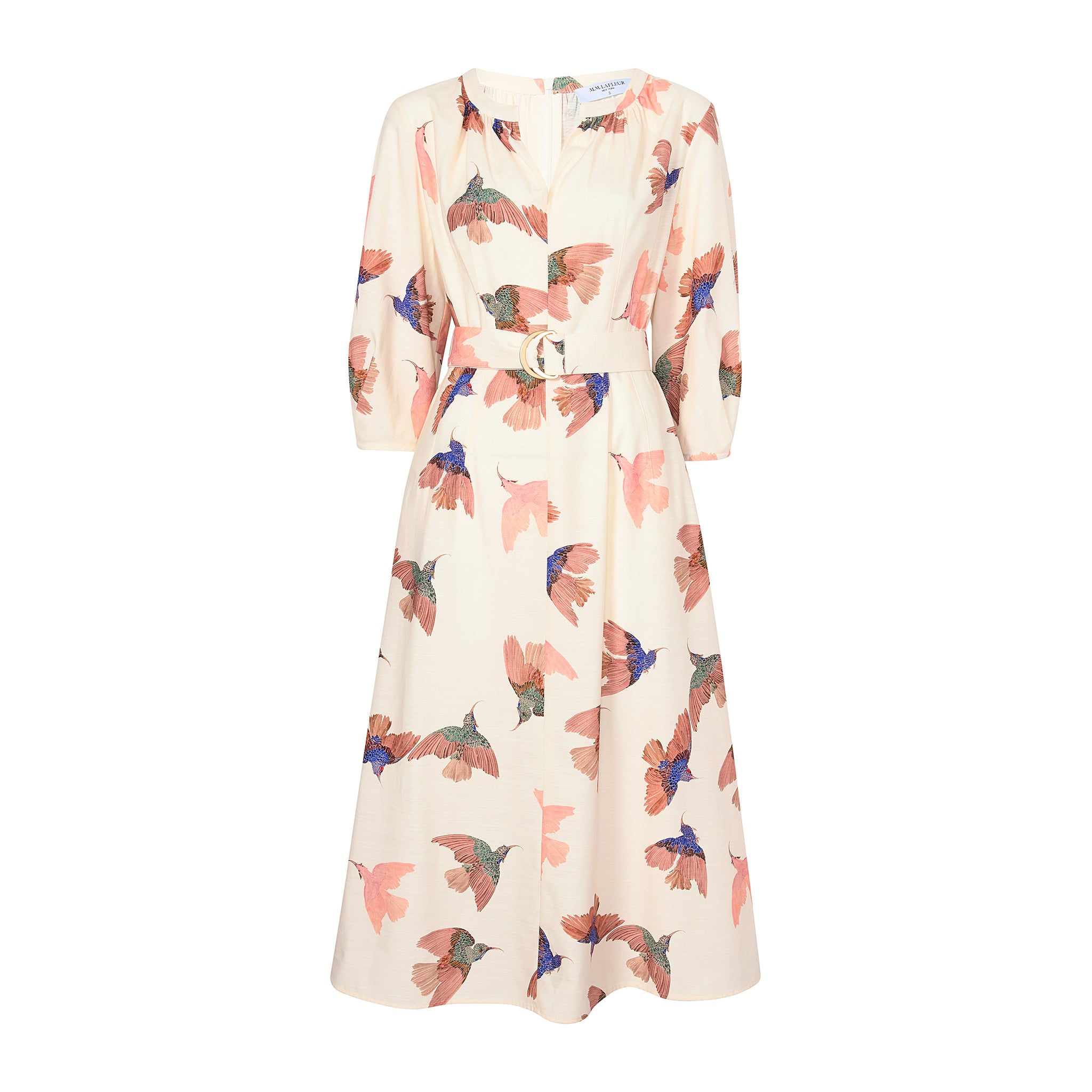packshot image of the tessie dress in hummingbird print