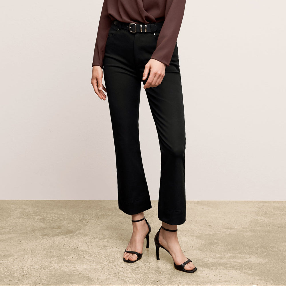 Front image of a woman wearing the Archie Jean in Black