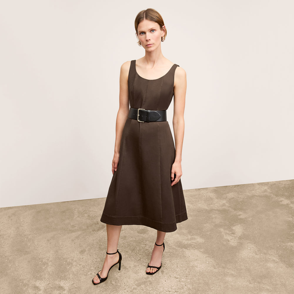 Front image of a woman wearing the Jess Dress in Date