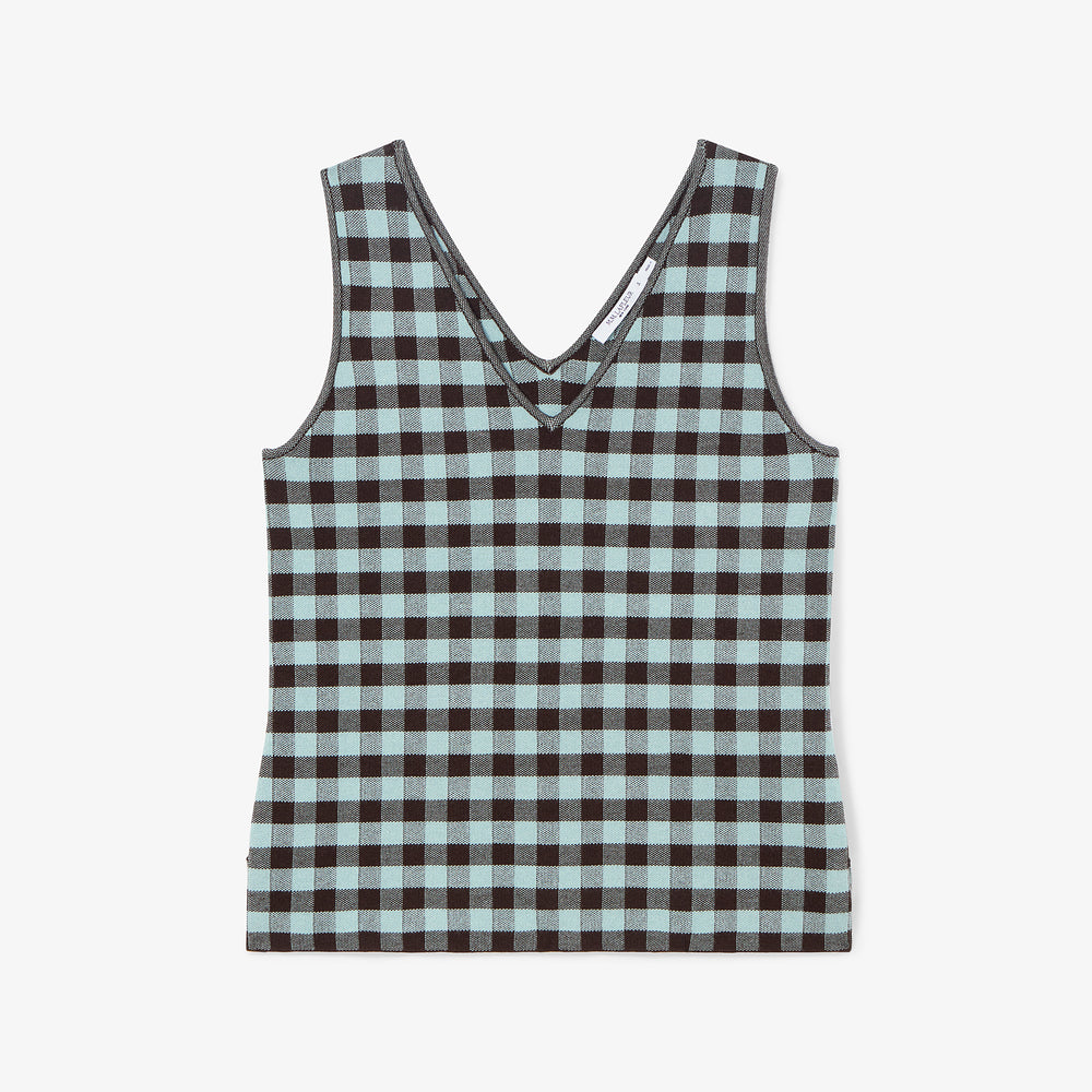 packshot image of the peggy top in picnic check